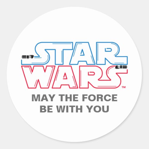 Blue  Red Lightsaber Star Wars Logo Classic Round Sticker