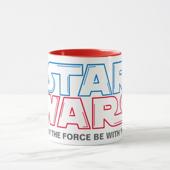 Blue & Red Lightsaber Star Wars Logo Mug (Center)