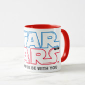 Blue & Red Lightsaber Star Wars Logo Mug (Front Right)