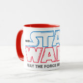 Blue & Red Lightsaber Star Wars Logo Mug (Front Left)