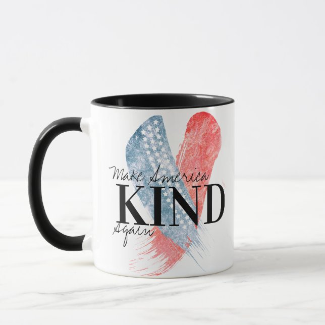 blue-red Make America Kind Again Customizable Mug (Left)