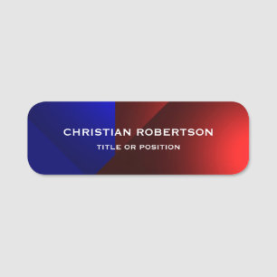 Blue Red Modern Simple Plain Business Name Tag