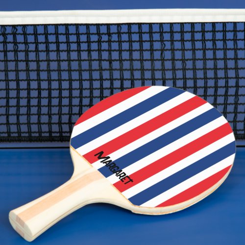 Blue &amp; red Monogram name Ping Pong Paddle