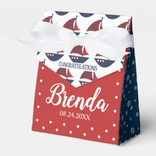 Blue & Red Nautical Baby Shower 3"w x 1.5"l x 3.25 Favor Boxes