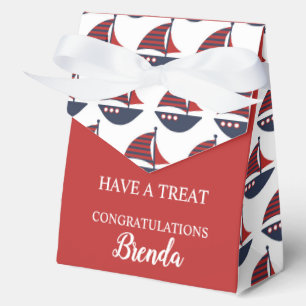 Blue & Red Nautical Baby Shower 4"w x 2"l x 5"h Favor Boxes