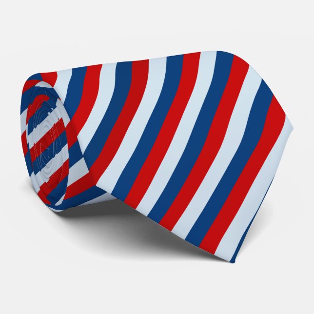 Blue Red Navy Blue Striped Pattern Neck Tie (Rolled)