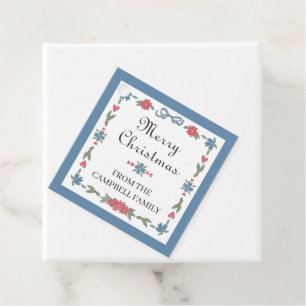 Blue Red Nordic Frame Merry Christmas To From Favor Tags
