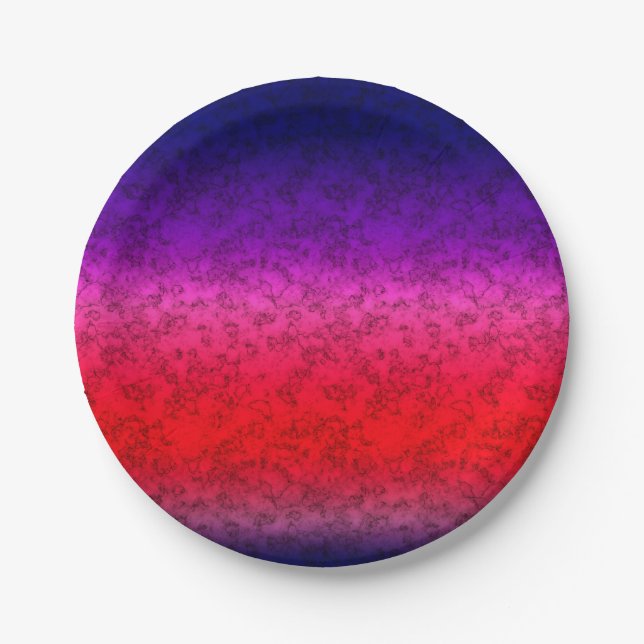 Blue-red Ombre Paper Plates (Front)