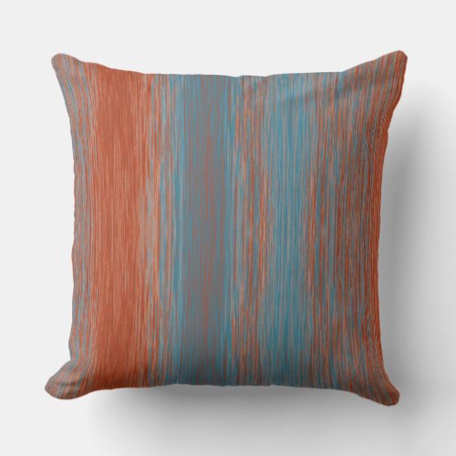 Blue Red Orange Abstract Blended Stripes Outdoor Pillow