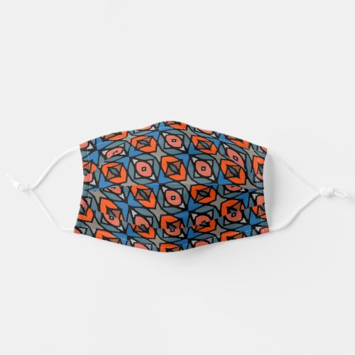 Blue Red Orange Gray Black Tribal Inspired Pattern Adult Cloth Face Mask