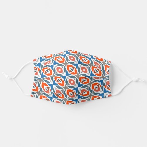 Blue Red Orange Gray White Tribal Inspired Pattern Adult Cloth Face Mask