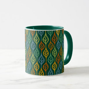 Blue Red Orange Green Teal Fall Leaves Mug