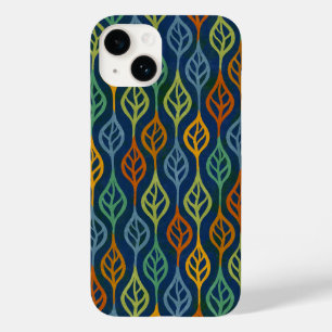 Blue Red Orange Green Teal Fall Leaves Pattern Case-Mate iPhone 14 Case