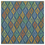Blue Red Orange Green Teal Fall Leaves Pattern Fabric