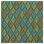 Blue Red Orange Green Teal Fall Leaves Pattern Fabric
