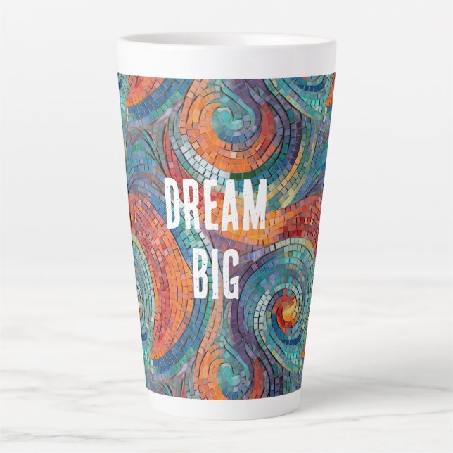Blue Red Orange Swirl Latte Mug (Front)