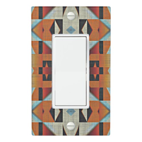 Blue Red Orange Taupe Brown Black Tribal Art Light Switch Cover