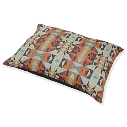 Blue Red Orange Taupe Brown Black Tribal Art Pet Bed