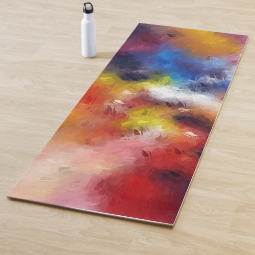 Blue Red Orange Yellow Abstract Artwork Template Yoga Mat