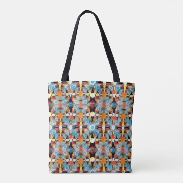 Blue, Red, Orange & Yellow Etheric Lights Tote Bag (Back)