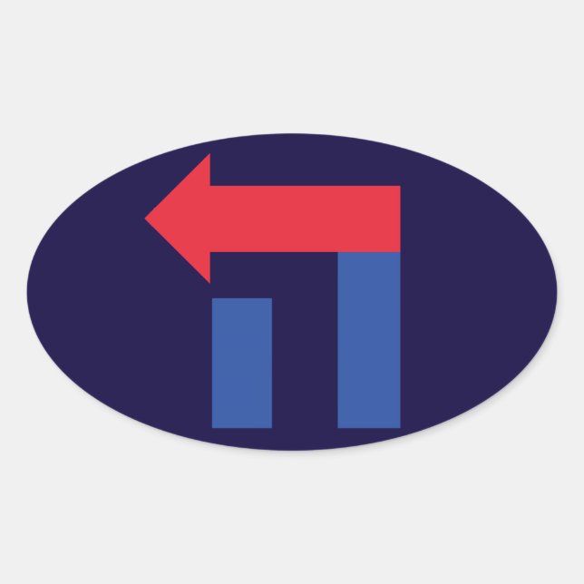 Blue Red Oval Hillary Hebrew sticker (Front)