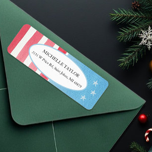 Blue Red Patriotic Rustic Flag Label