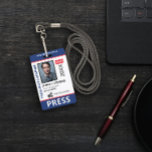 Blue Red Photo &amp; Logo Press ID Badge