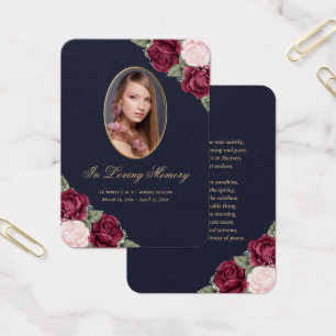 Blue Red Pink Gold Memorial Funeral Prayer Card