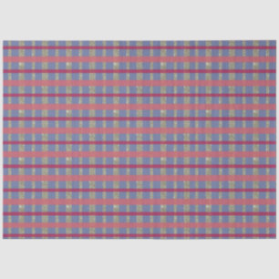 Blue Red Pink Gold Plaid Christmas Tissue Paper