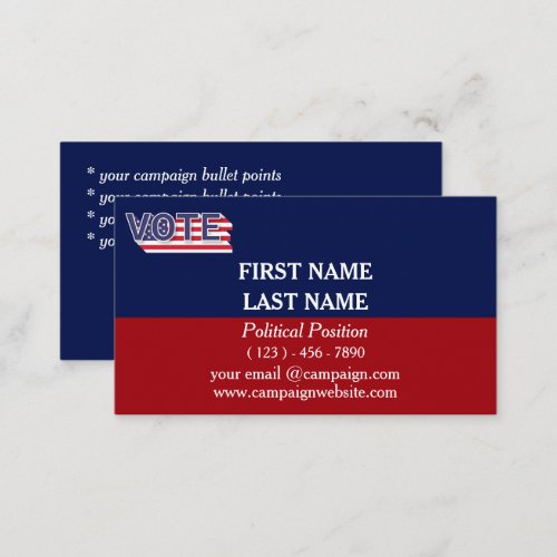 Blue  Red Political Campaign  Business Card