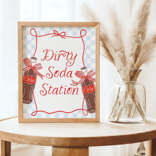 Blue & Red Ready to Pop Retro Dirty Soda Station Poster