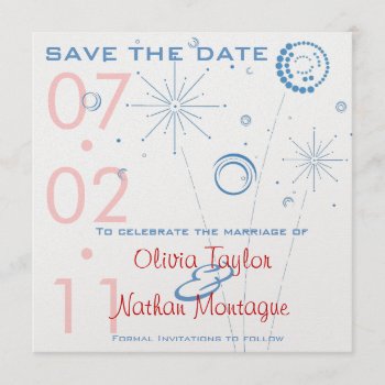 Blue & Red Save The Date Fireworks by Stephie421 at Zazzle
