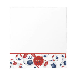 blue red soccer balls pattern accent  notepad