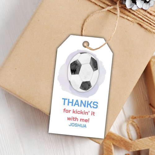 Blue Red Soccer Birthday Gift Tags