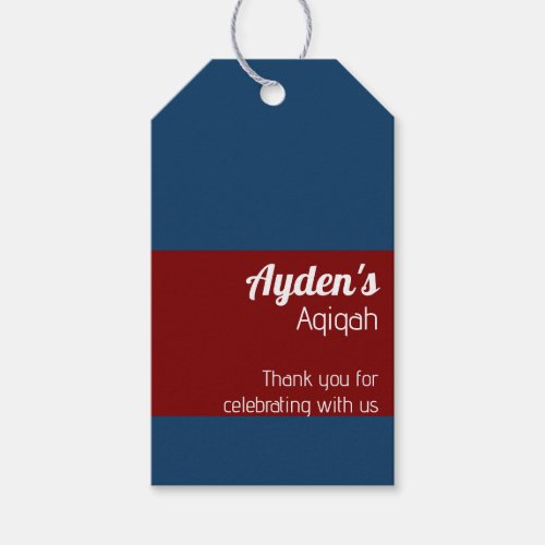 Blue Red Solid Color Plain Aqiqah Baby Shower Gift Tags