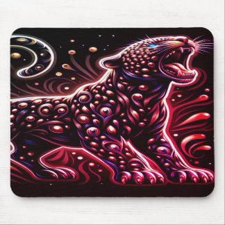 Blue + Red Spotted Leopard On Thick Laptop Tablet Mouse Pad