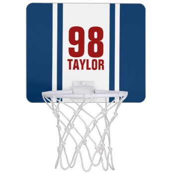 Blue & Red Stripe Sports Jersey Basketball Hoop by EnduringMoments at Zazzle