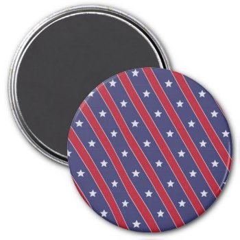 Blue Red Stripes Stars Pattern Magnet by sumwoman at Zazzle