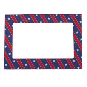 Blue Red Stripes Stars pattern Magnetic Frame