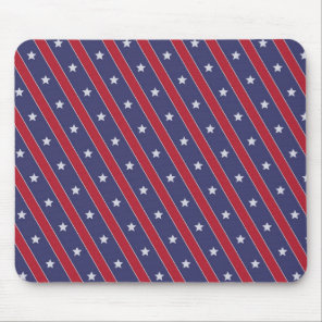 Blue Red Stripes Stars pattern Mouse Pad