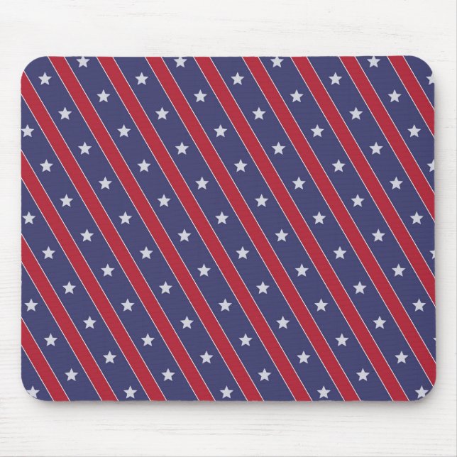 Blue Red Stripes Stars pattern Mouse Pad (Front)