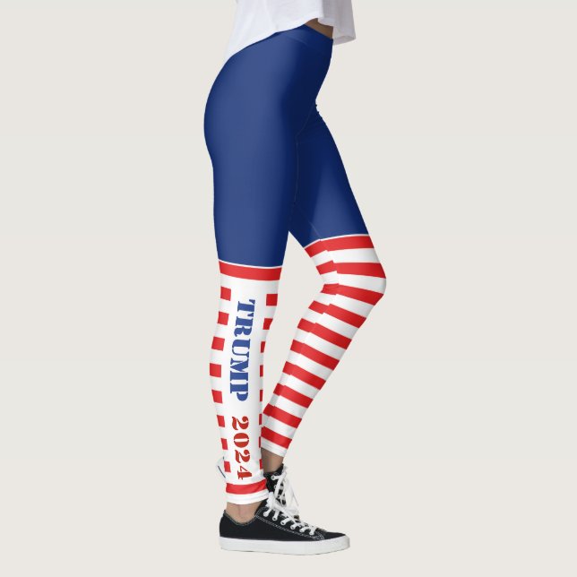 Blue & Red Stripes Trump 2024 Leggings (Right)