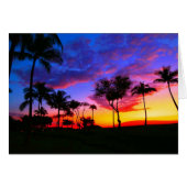Blue Red Sunset Exotic Hawaiian Beach Palm Trees (Front Horizontal)