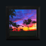 Blue Red Sunset Exotic Hawaiian Beach Palm Trees Gift Box<br><div class="desc">Retro Exotic Travel Places Photography - Vintage Palm Tree & the Beach Photo Artwork</div>