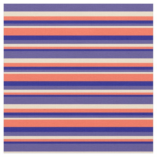 Blue, Red, Tan, and Dark Slate Blue Stripes Fabric