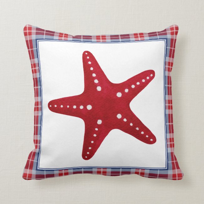 Blue & Red Tartan #Plaid #Nautical Red Starfish
