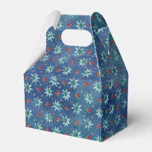 Blue Red Teal Christmas Snowflakes Pattern Favor Boxes