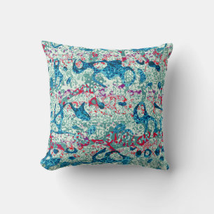 Blue Red Teal Spotted Graphic Abstraction Throw Pillow