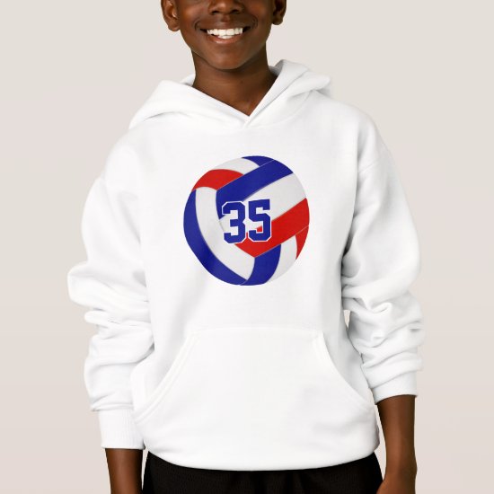 blue red team colors jersey number volleyball hoodie