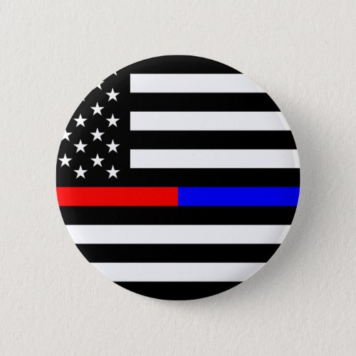 blue red thin line police firefighters symbol usa button